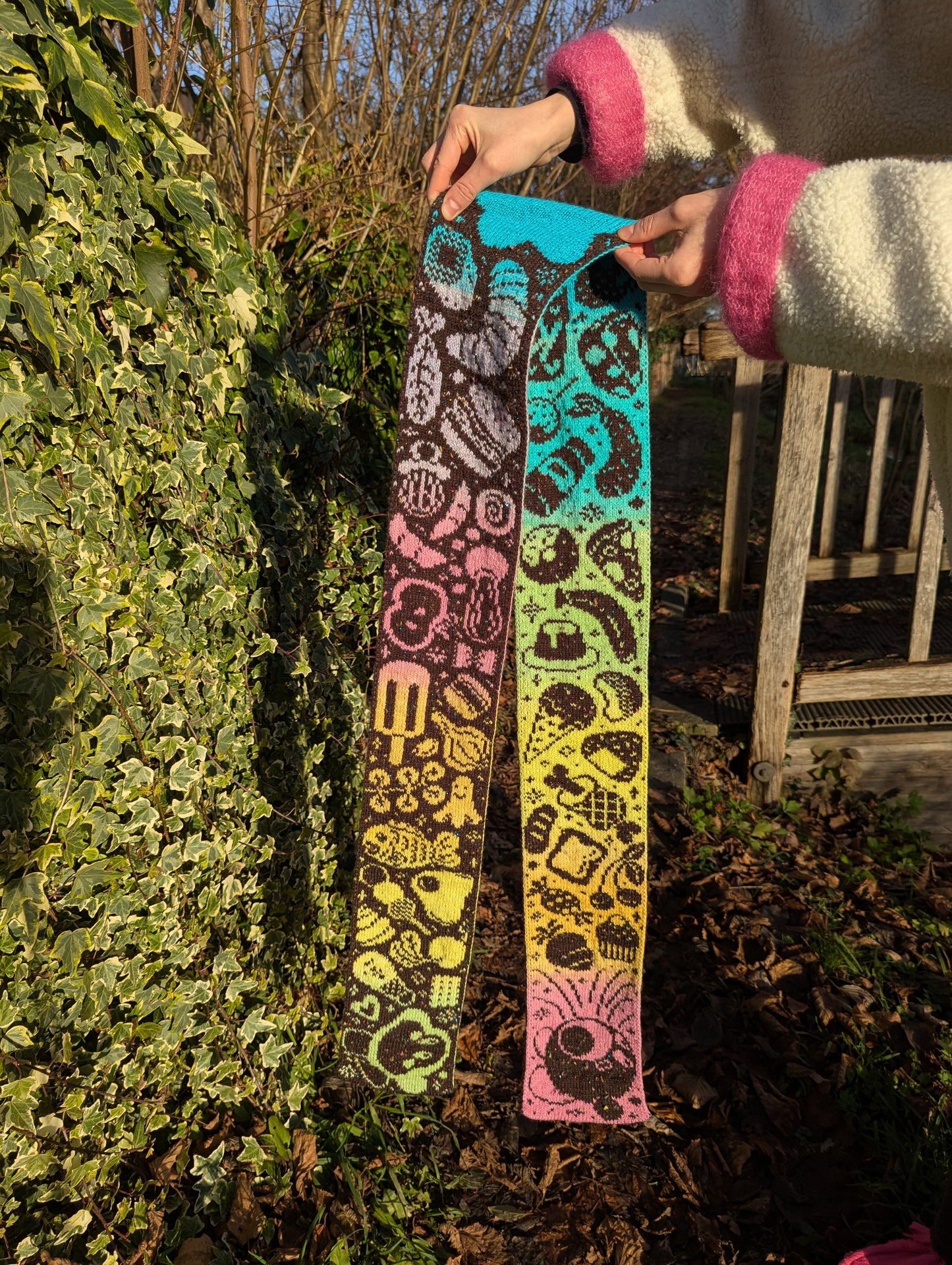 Gourmet Food Scarf Knitting Pattern