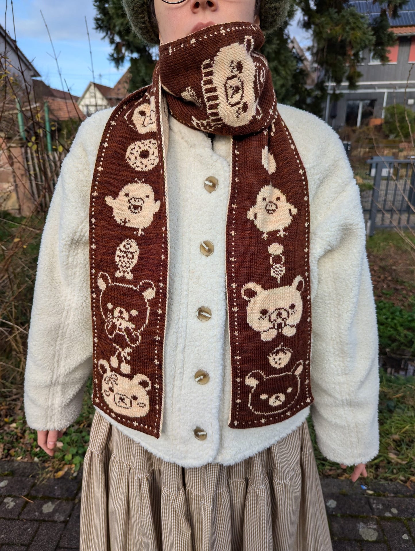 Cozy Bear and Bird Scarf Knitting Pattern