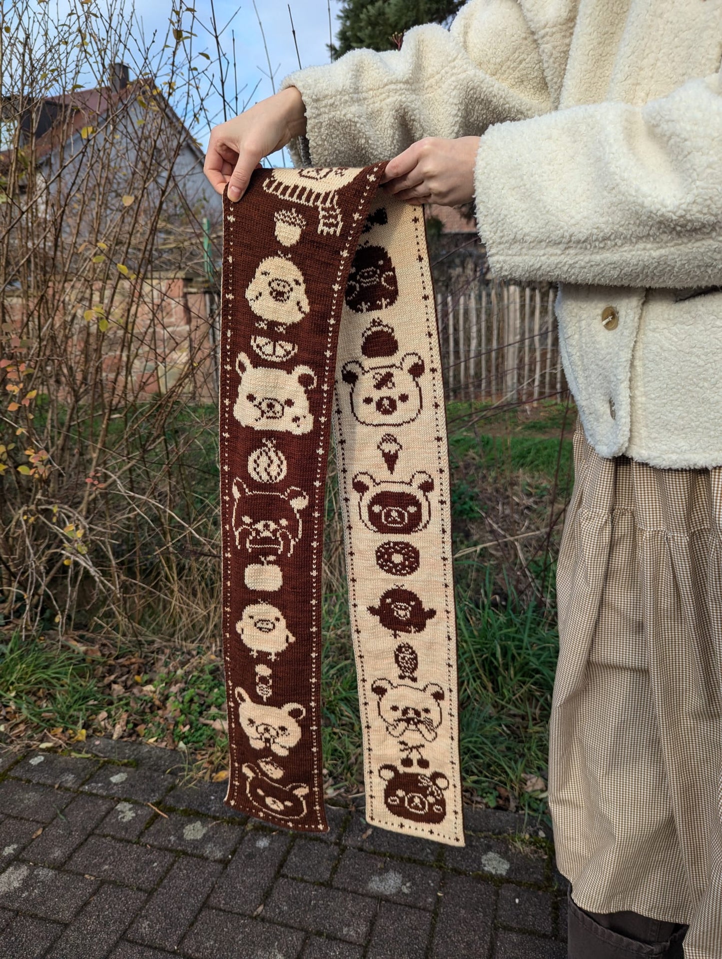Cozy Bear and Bird Scarf Knitting Pattern